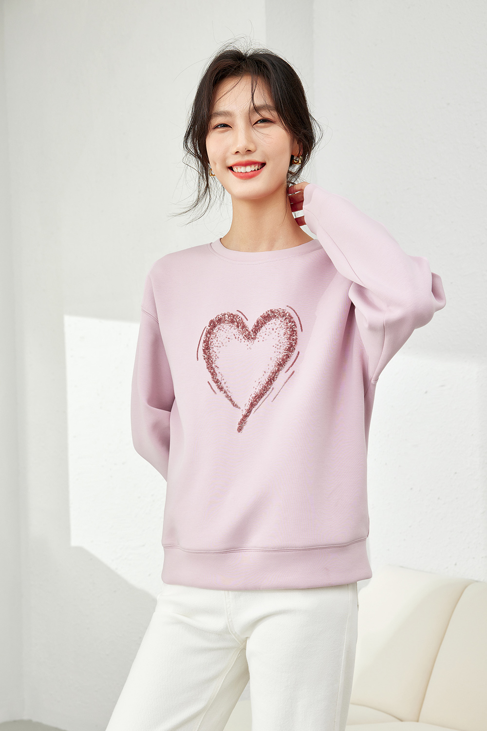Heart Pattern Sweatshirt-VIMLYSTORE