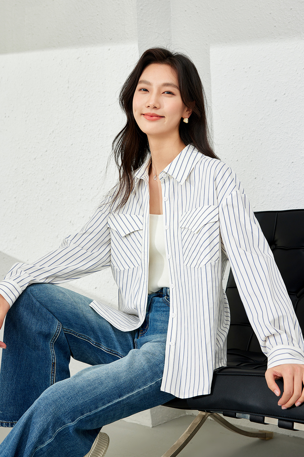 Lapel Striped Casual Shirt