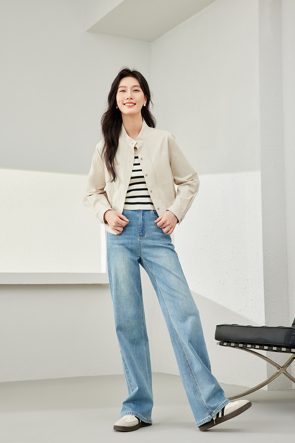 Pure Cotton Stand Collar Jacket