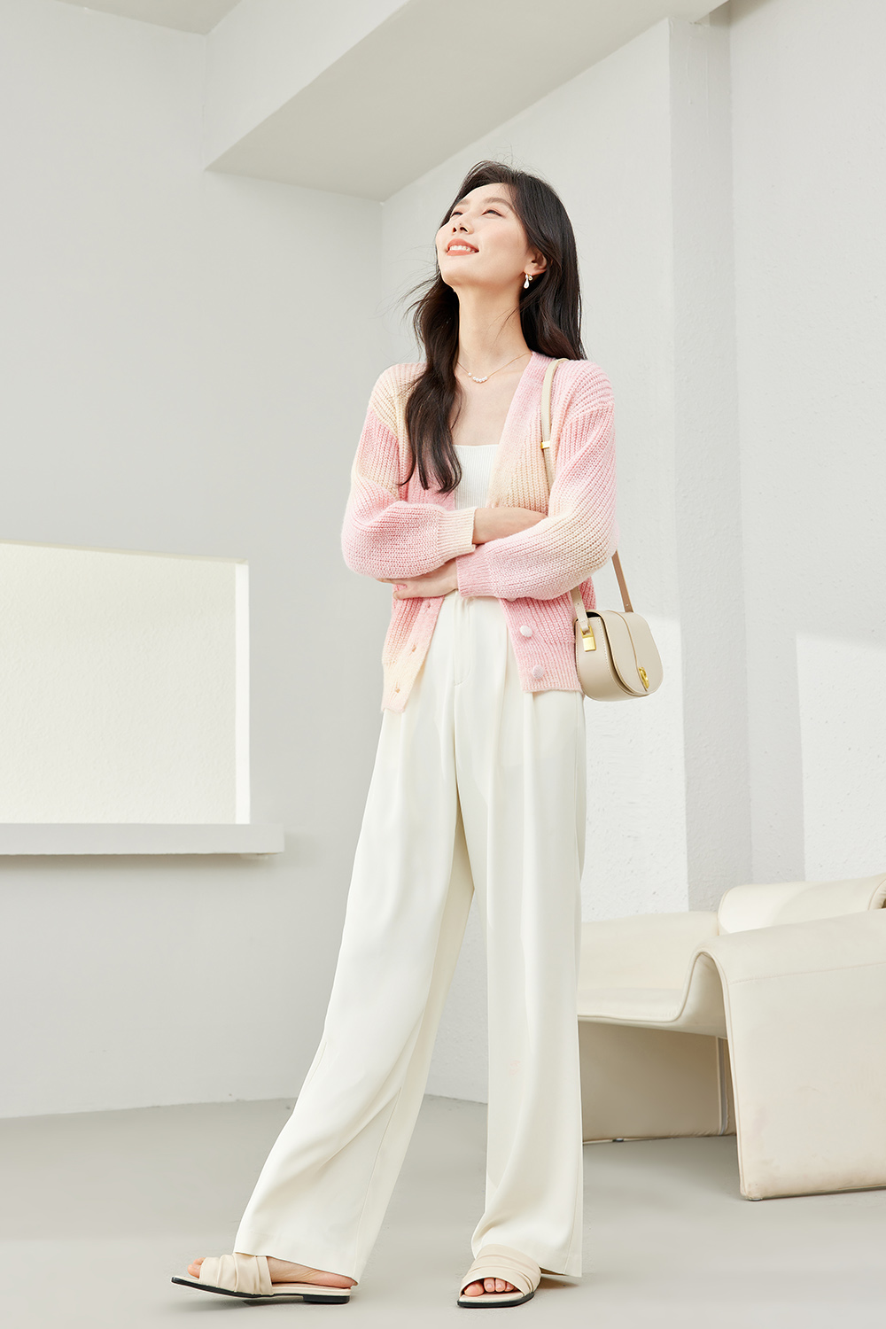 Gradient Knitted Cardigan-VIMLYSTORE