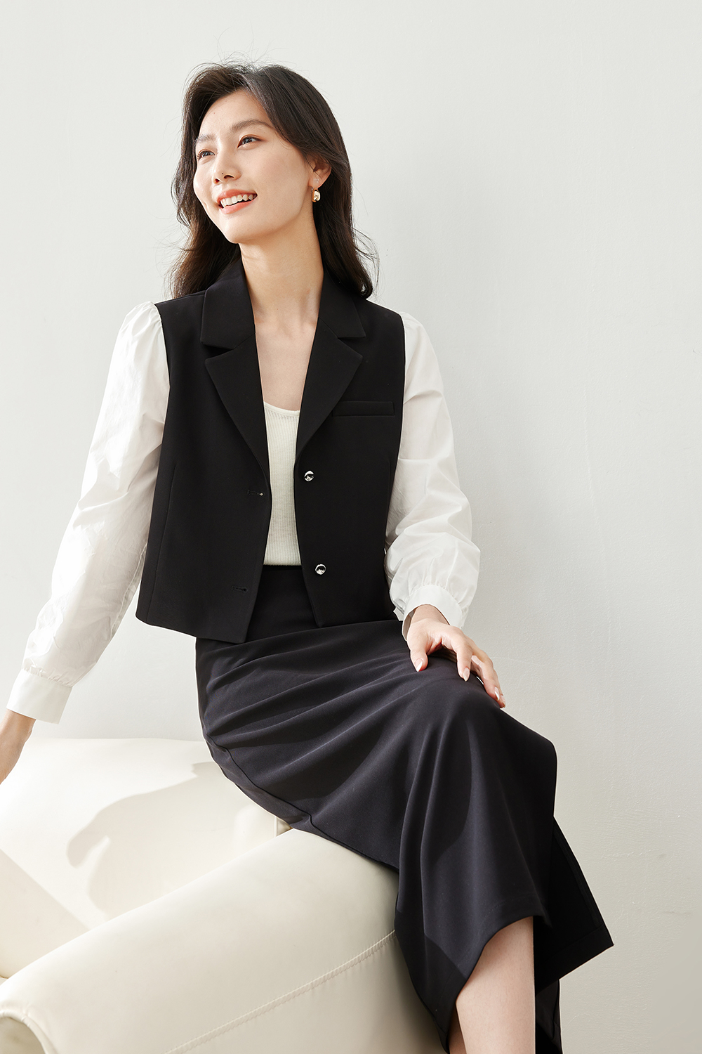 Contrast Color Commuting Two-Piece Set