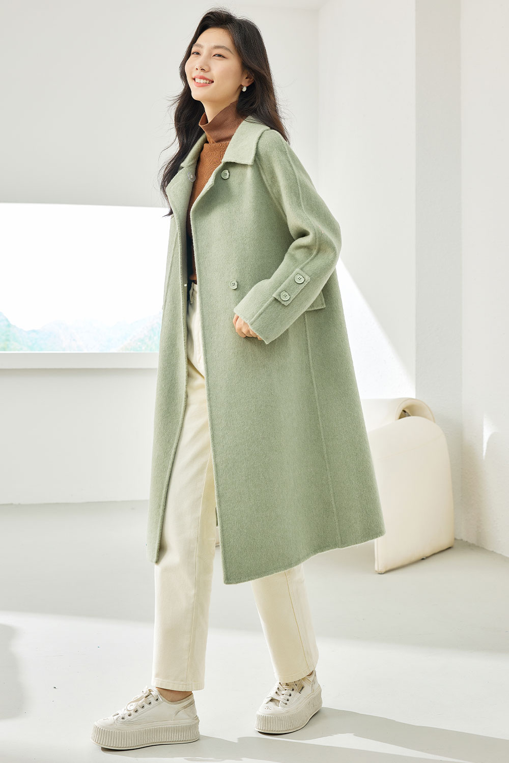 Minimalist Style Wool Coat-VIMLYSTORE