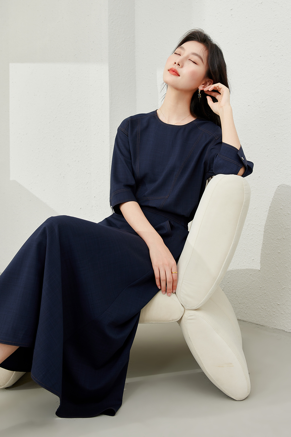 Simple solid color two-piece set
