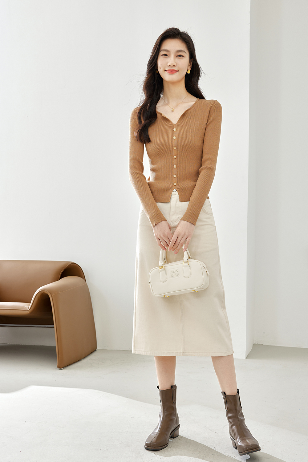 Thin V-neck knit Sweater-VIMLYSTORE