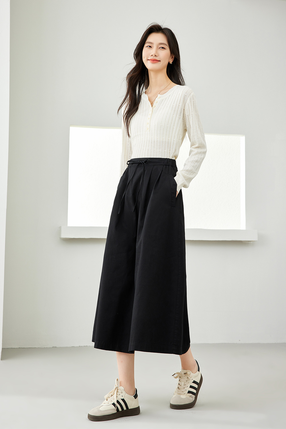Casual pure cotton A-line skirt