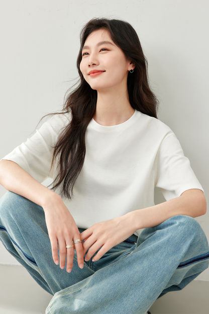 Solid Color Simple Short Sleeve T-Shirt