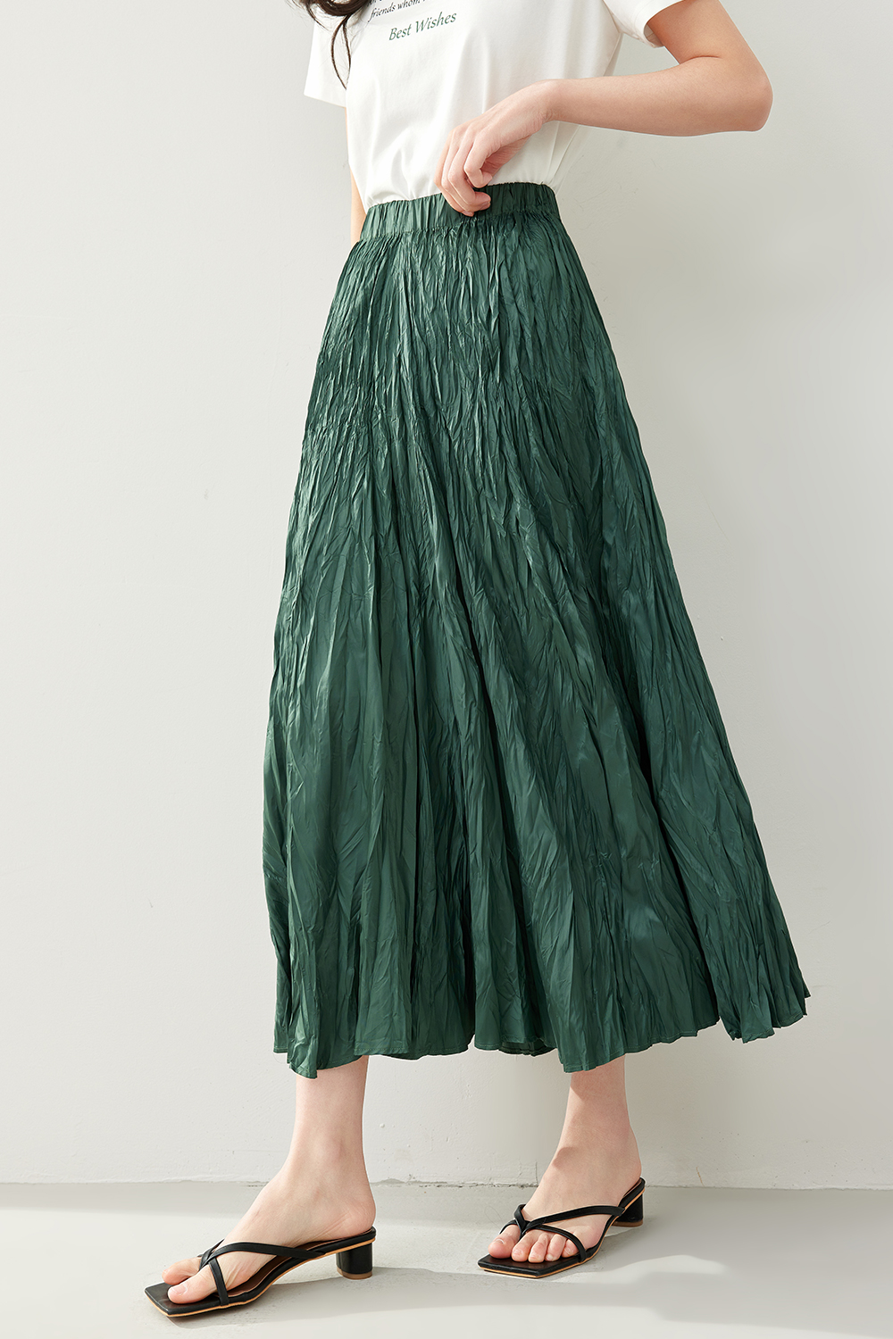 Flowy Pleated A-Line Skirt-VIMLYSTORE
