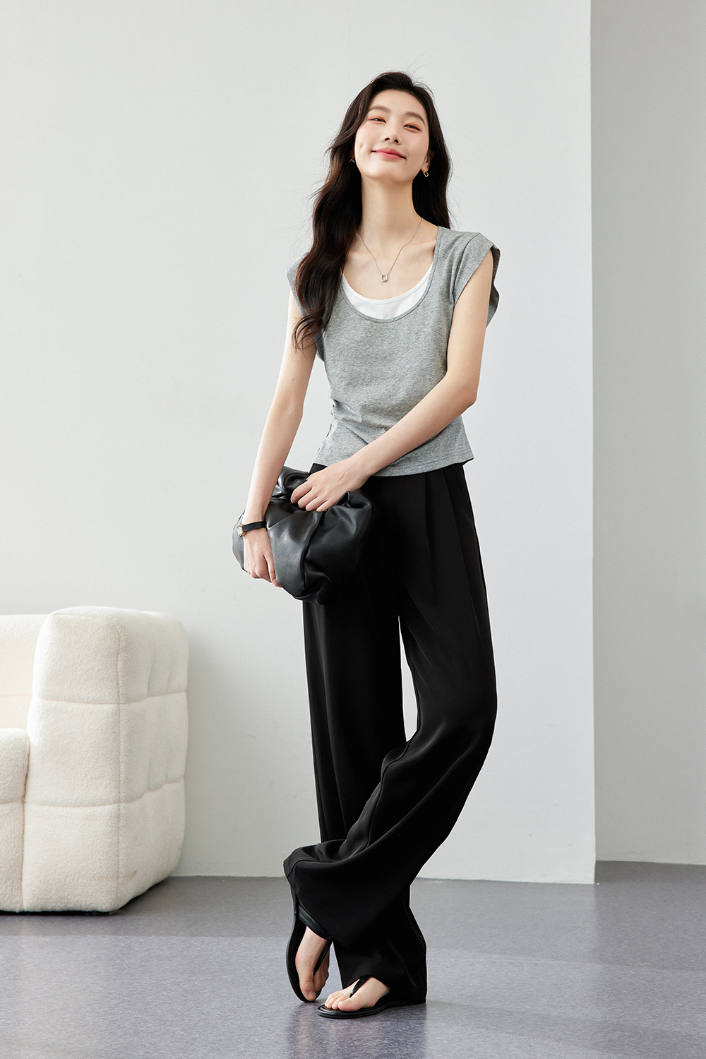 Fake Two-Piece Contrasting Color T-Shirts