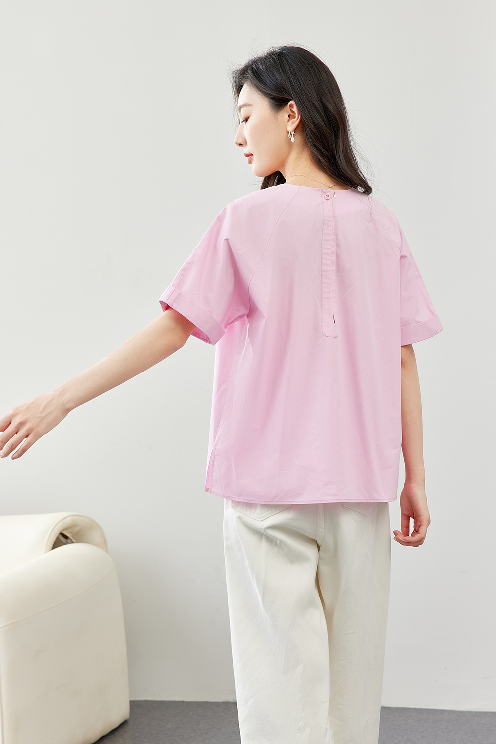 Pleated Decoration Pure Cotton Shirt-VIMLYSTORE