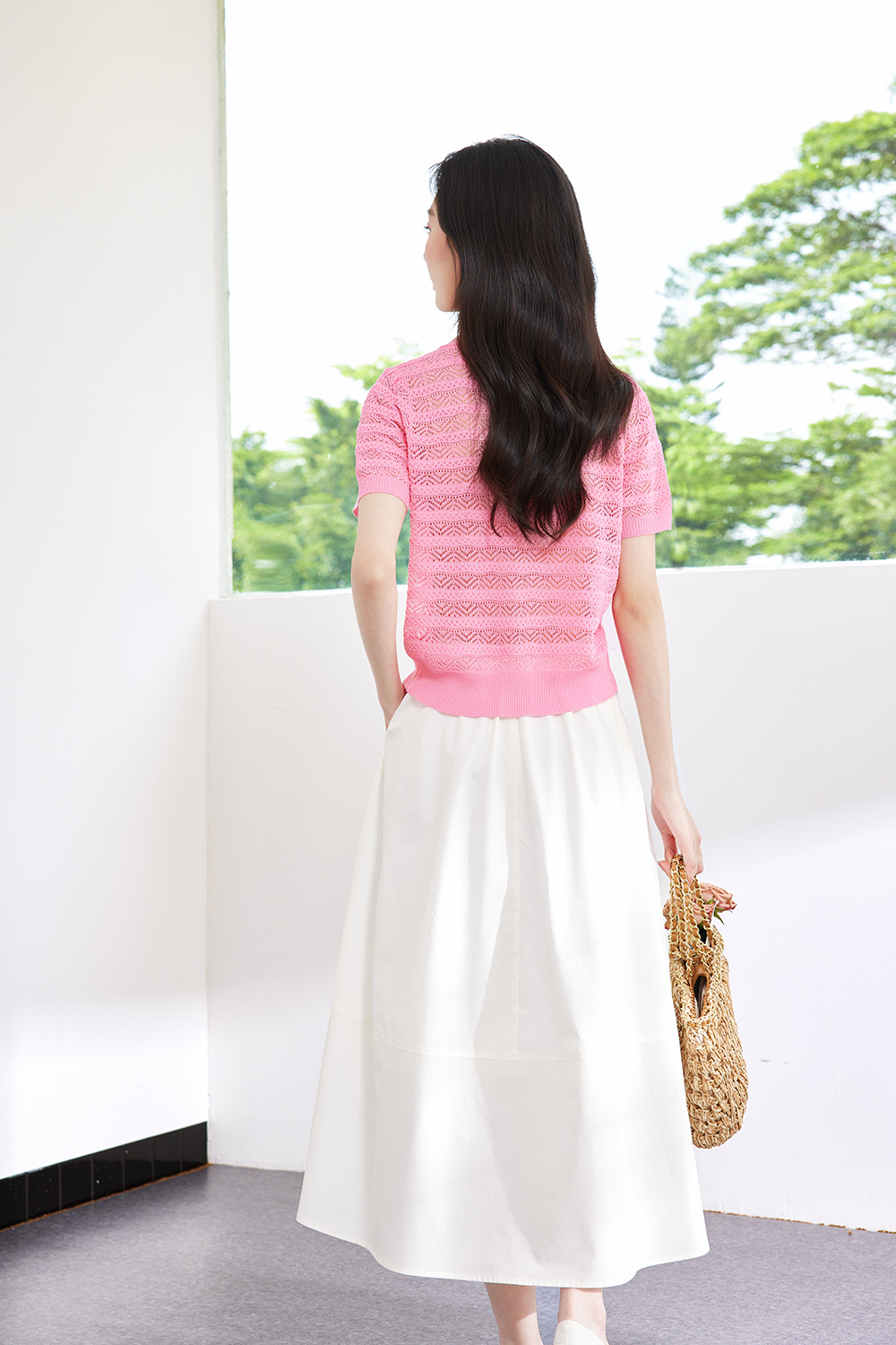 （暂无定价）Hollow Striped Knitted Cardigan