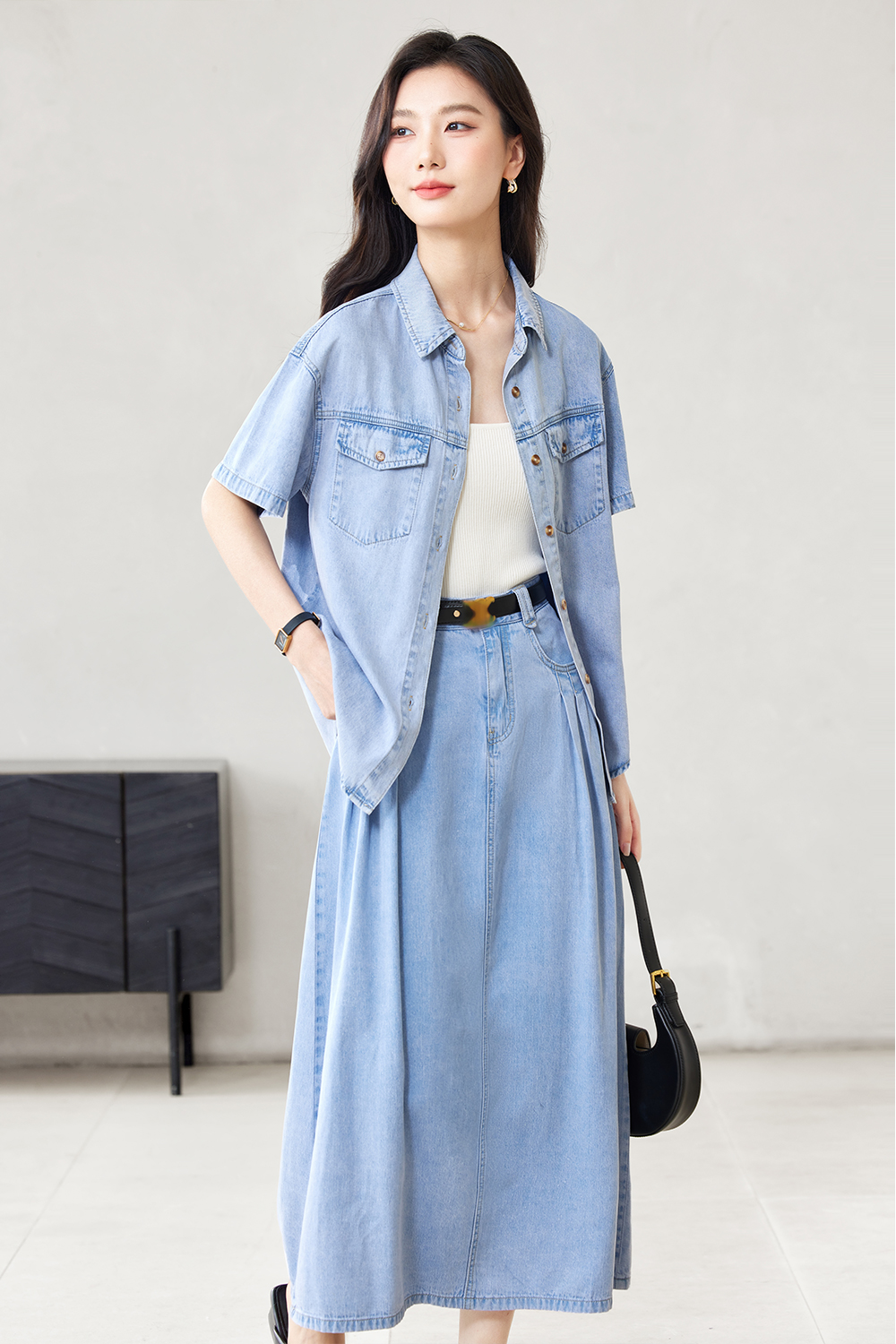 Washed Tencel Denim Suit-VIMLYSTORE