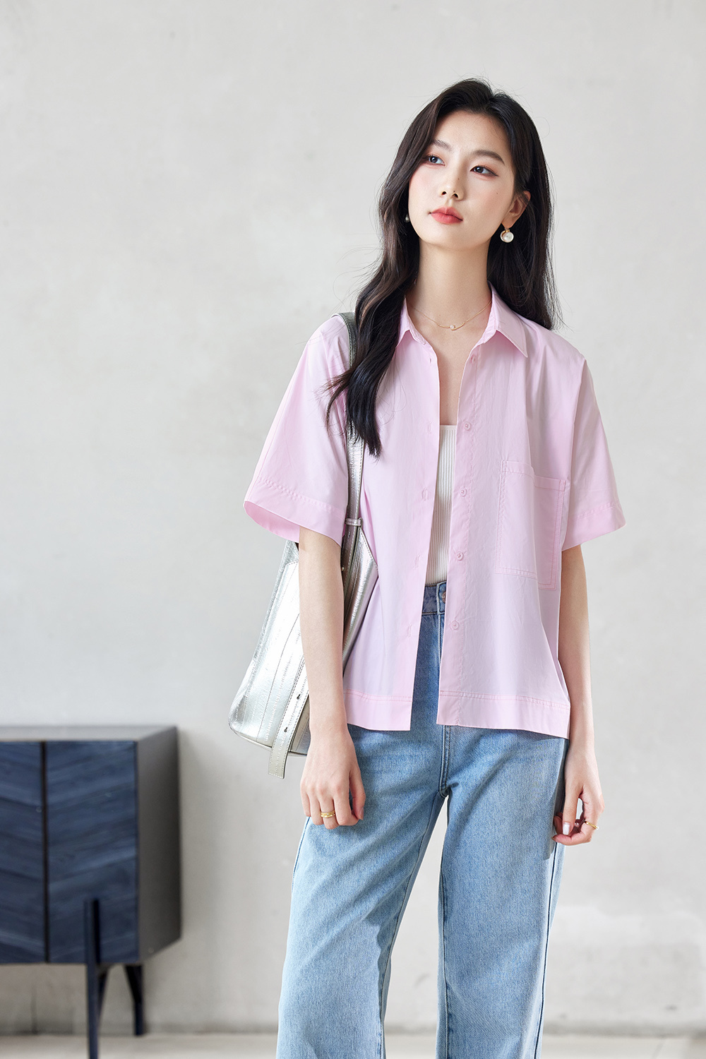 Solid Color Casual Sleeve Shirt