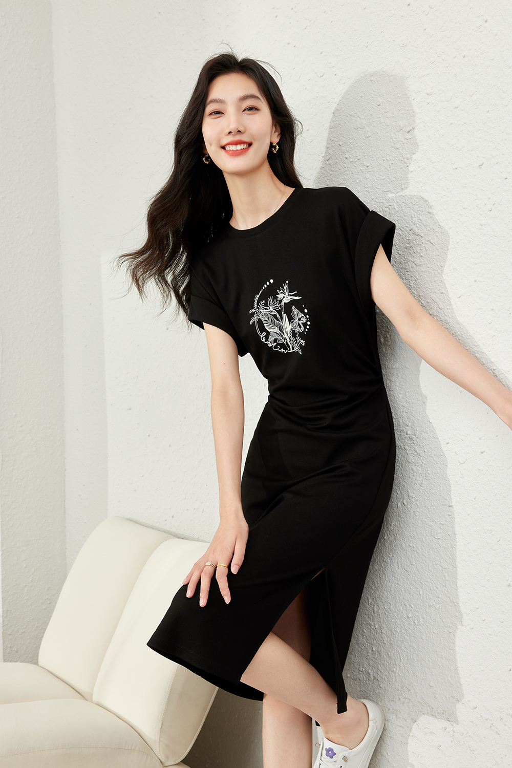 Printed Round Neck Dress