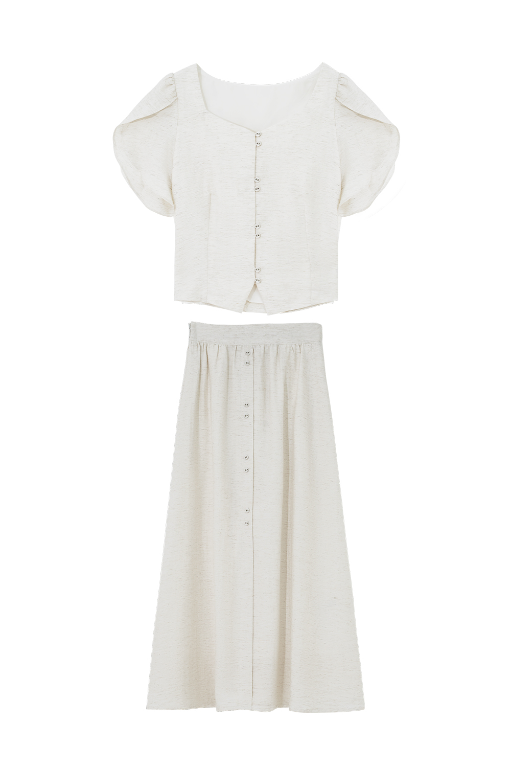 Square Neck Lace Sleeve Suit