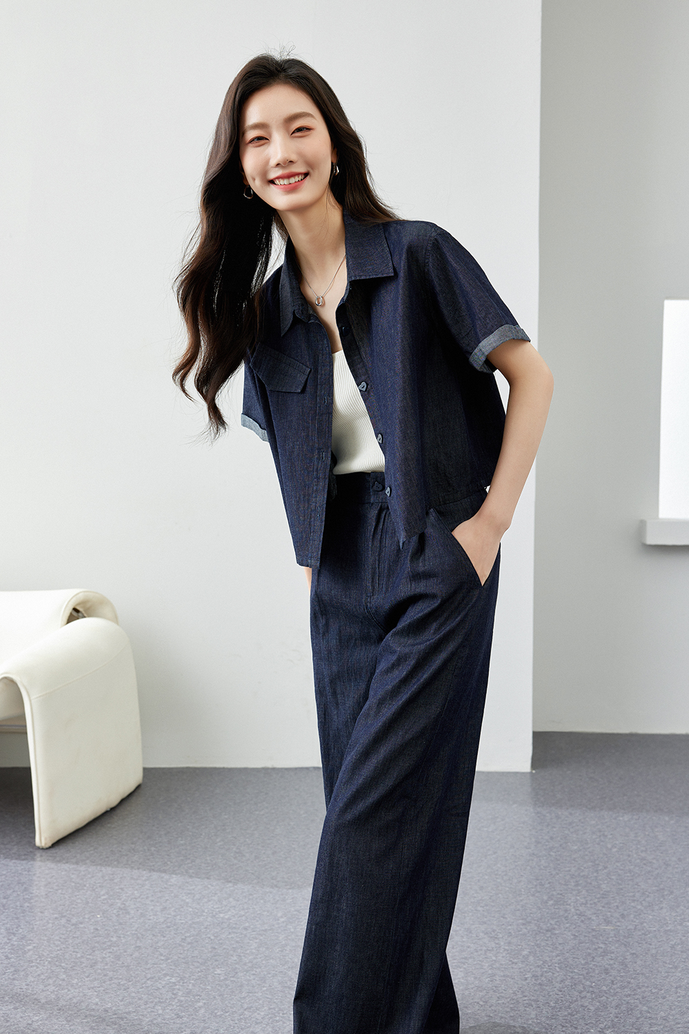 Pure Cotton Woven Denim Suit