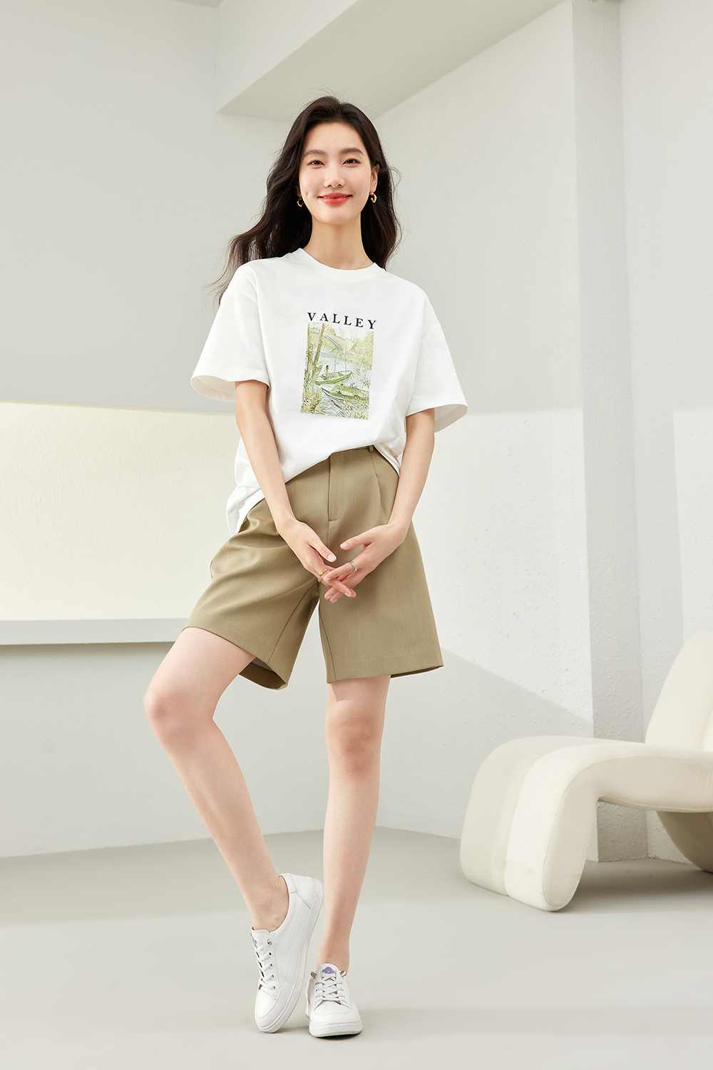 White Print Pure Cotton T-Shirt