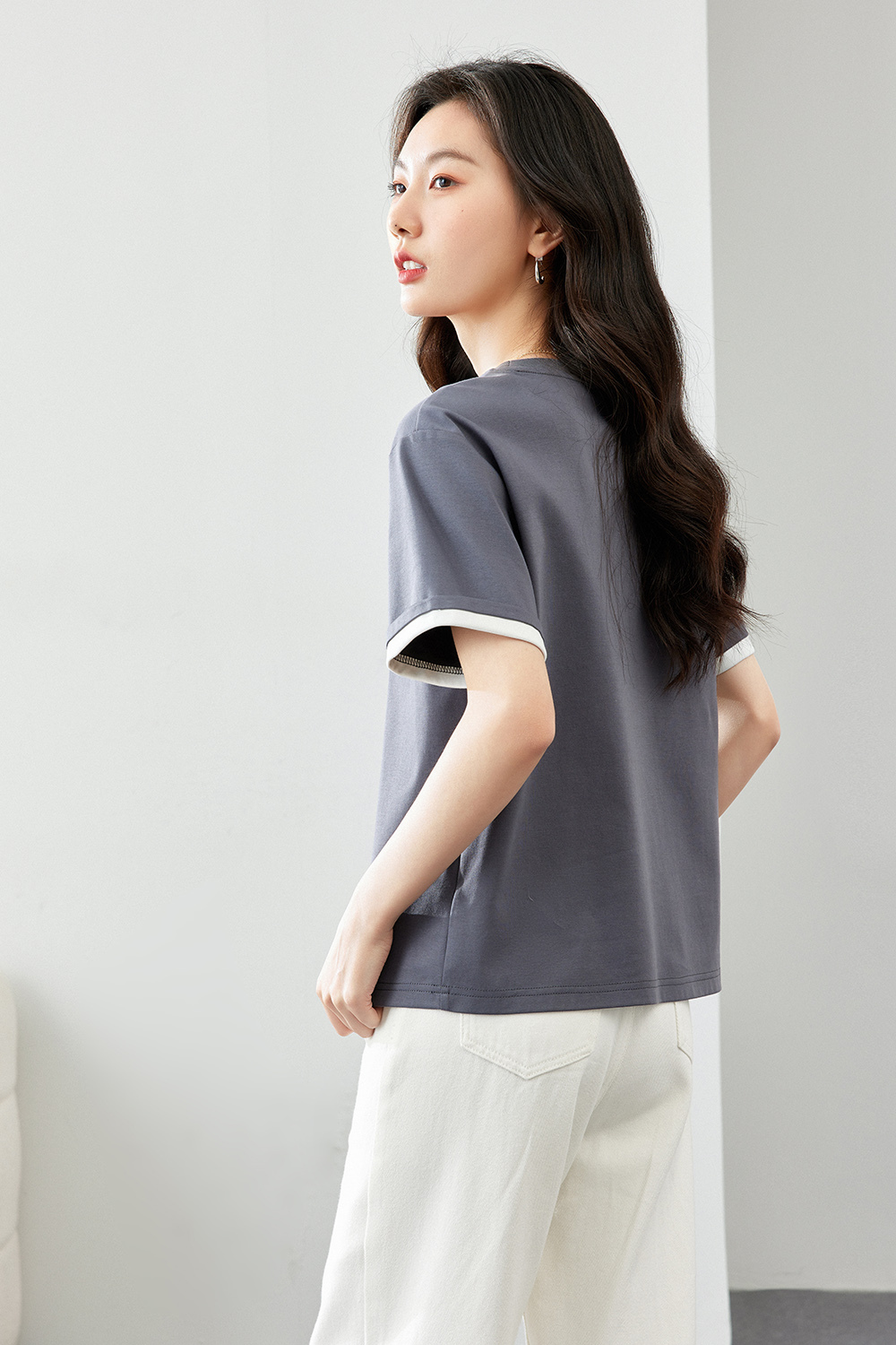 Light Luxury Mercerized Contrast Color T-Shirt
