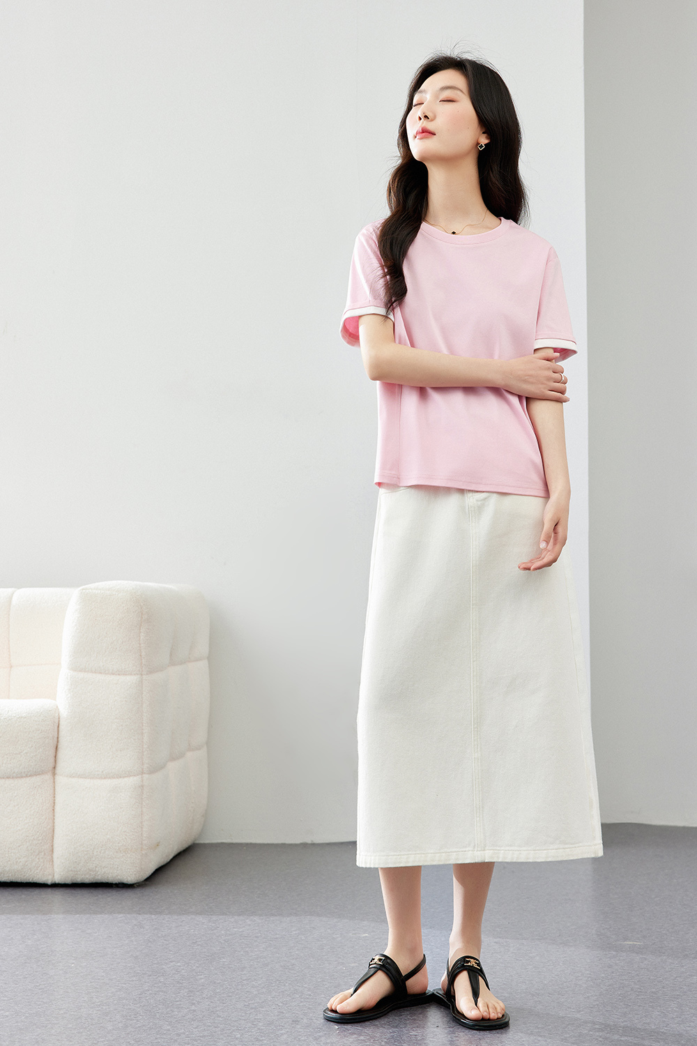 Light Luxury Mercerized Contrast Color T-Shirt