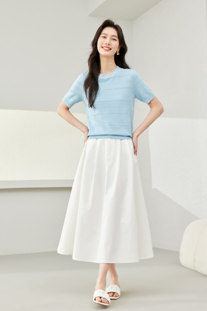 Blue Eyelet Knit Sweater