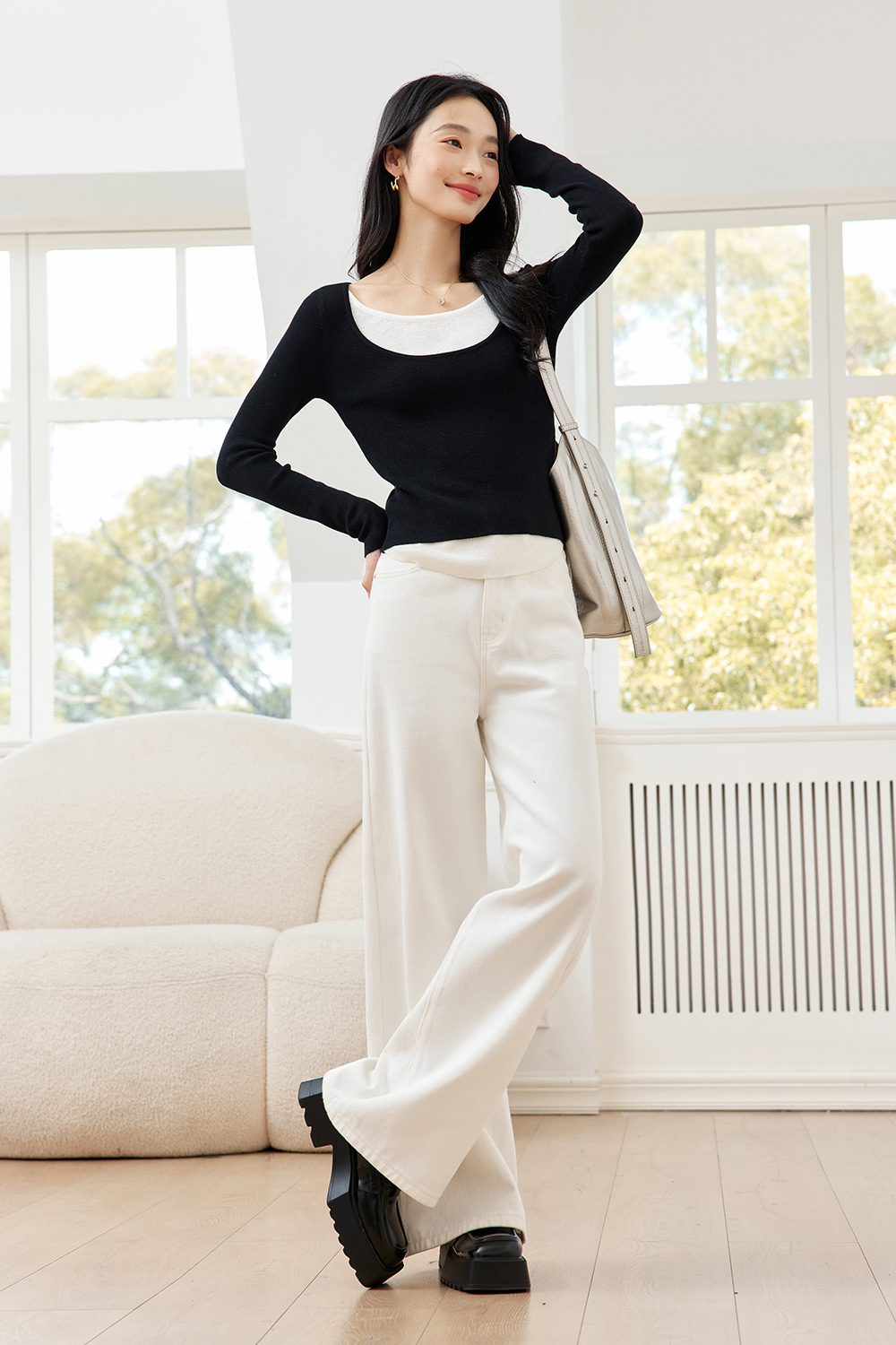 Fake Two-Piece Base Sweater