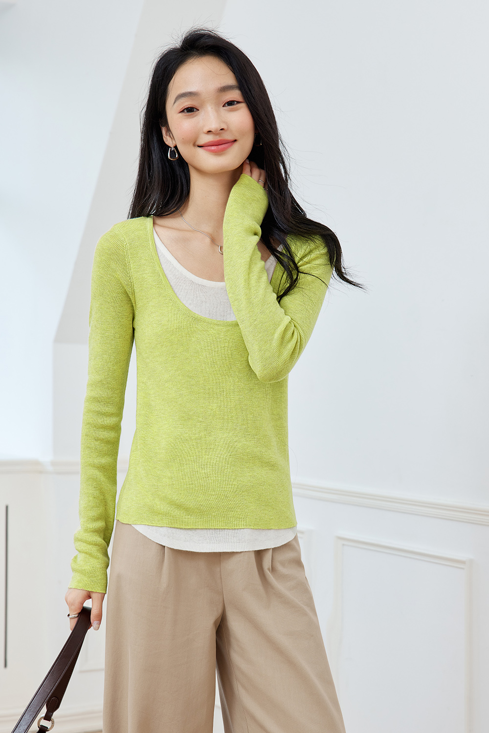 Fake Two-Piece Base Sweater