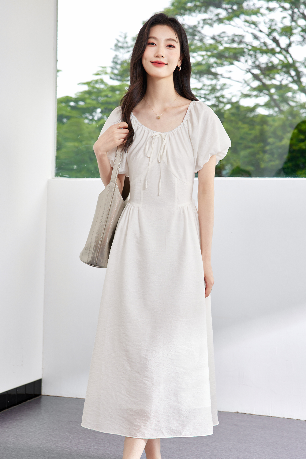 French Temperament Elegant Little White Dress