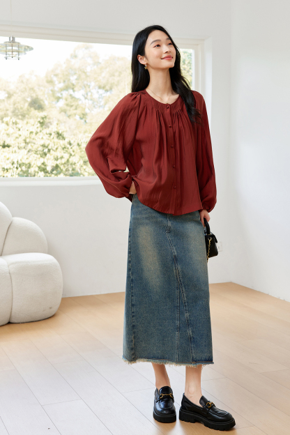 French Round Neck Lyocell Shirt