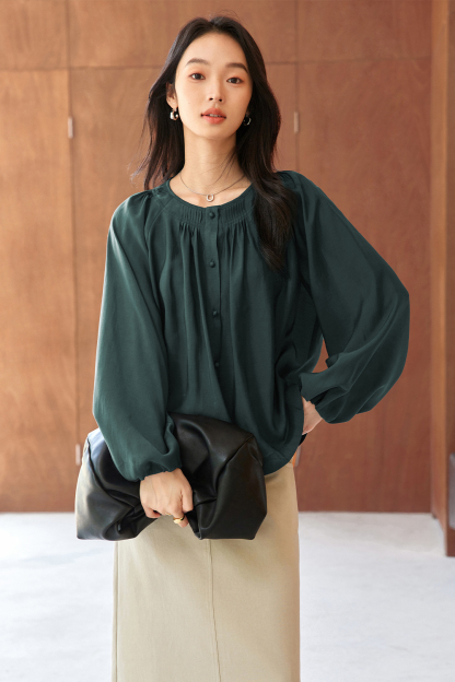French Round Neck Lyocell Shirt