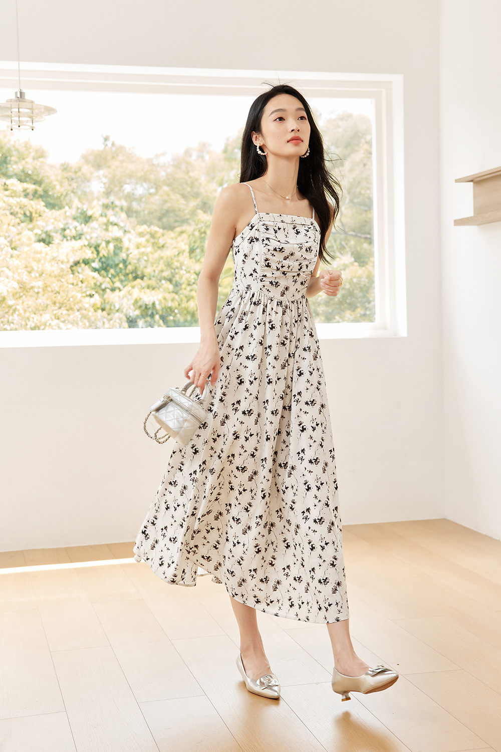 Floral Suspender Tube Top Long Dress