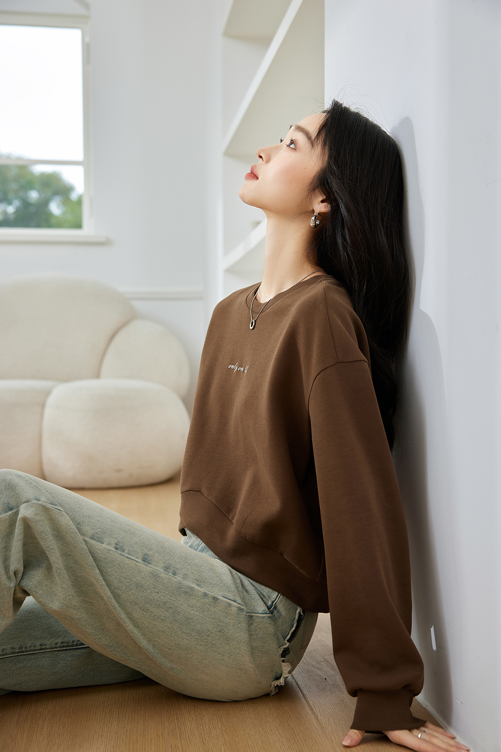 Letter Embroidered Casual Sweatshirt