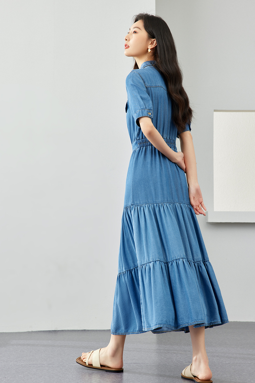 Tencel Denim Multi-Layer Dress
