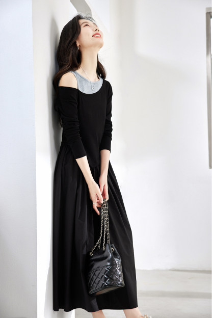 Casual Faux Two-Piece Dress