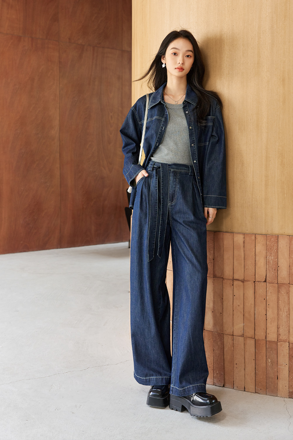 Tie-Up Drape Denim Suit