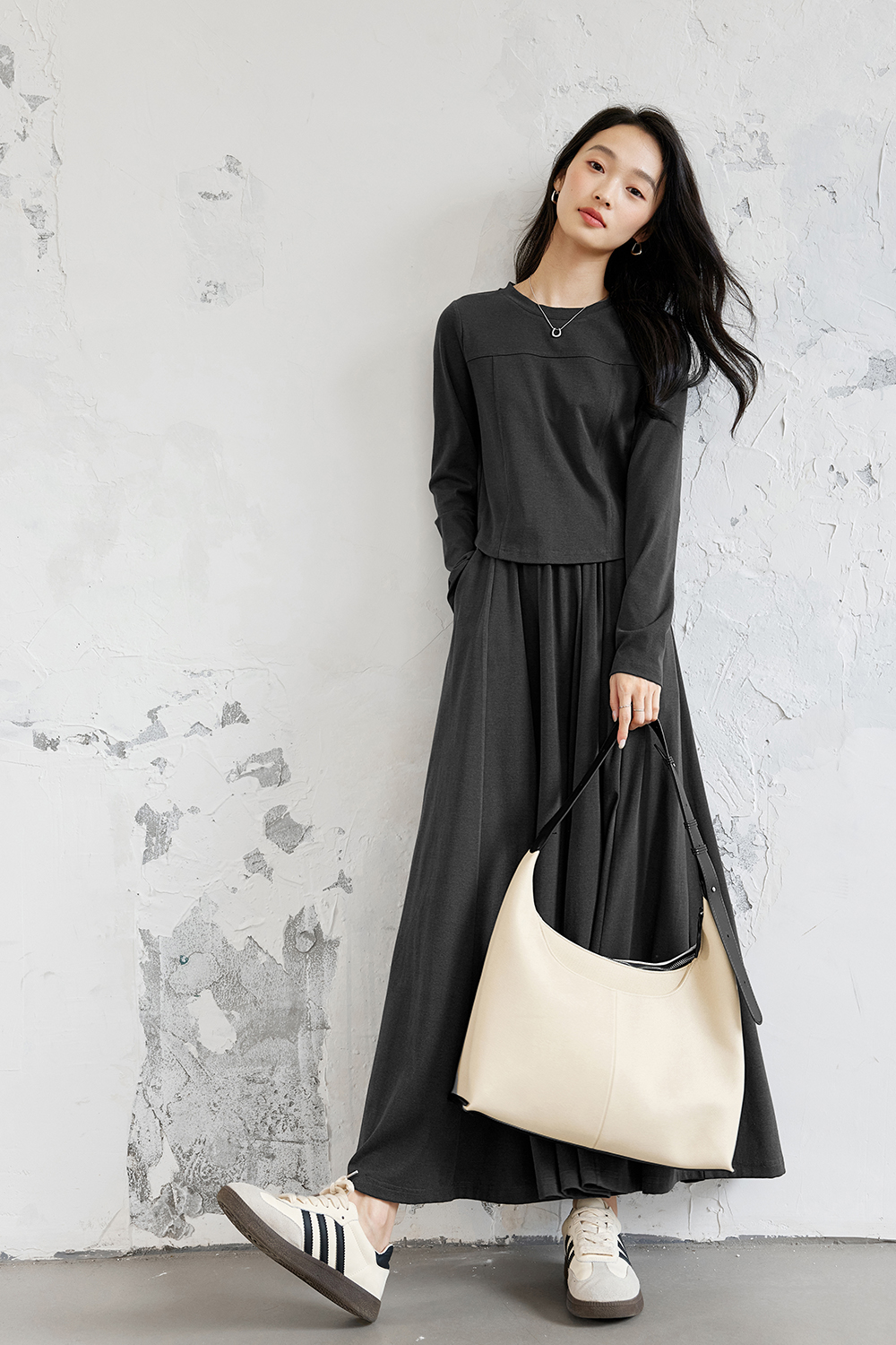 Solid Color Knitted Casual Suit-VIMLYSTORE