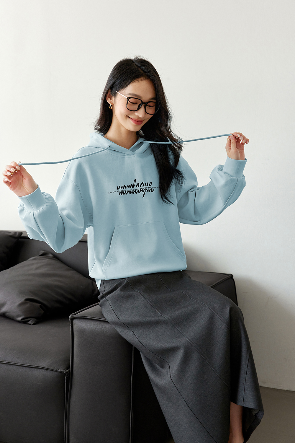 Letter American style hooded sweatshirt