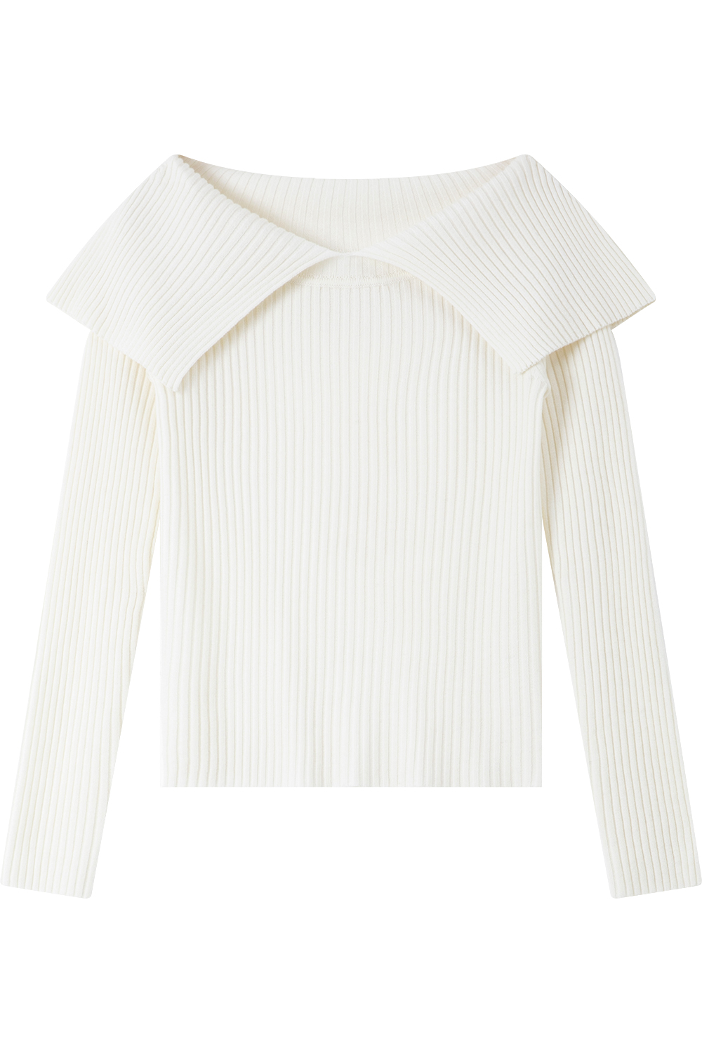 Wool Blend Large Lapel Knitted Sweater