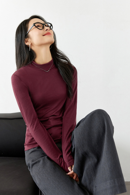 Wool Blend Half Turtleneck Knitted Bottoming Shirt