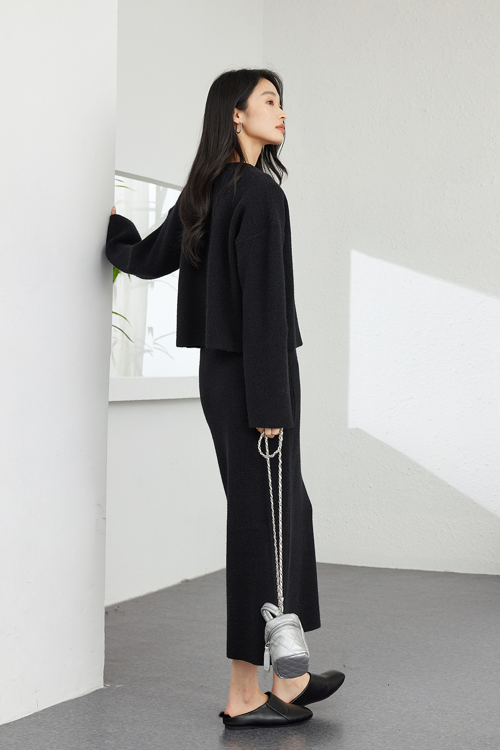 Simple And Relaxed Knitted Suit