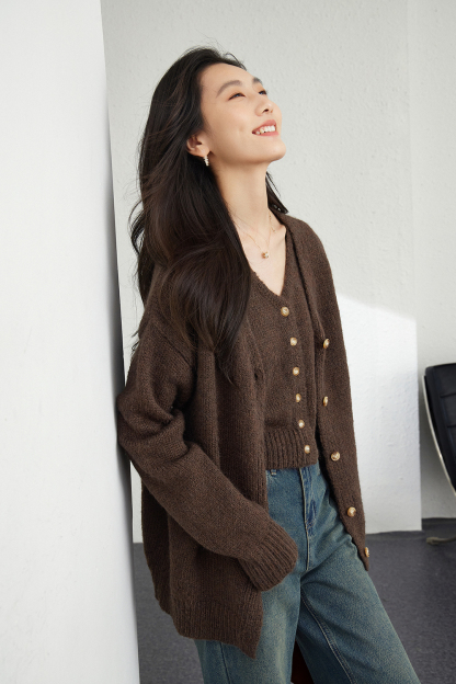 Wool Blend Knitted Top Two-Piece Set