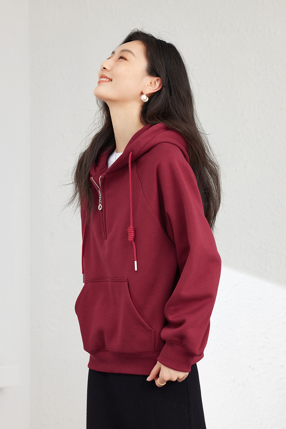 Half-Zip Hooded Sweatshirt-VIMLYSTORE