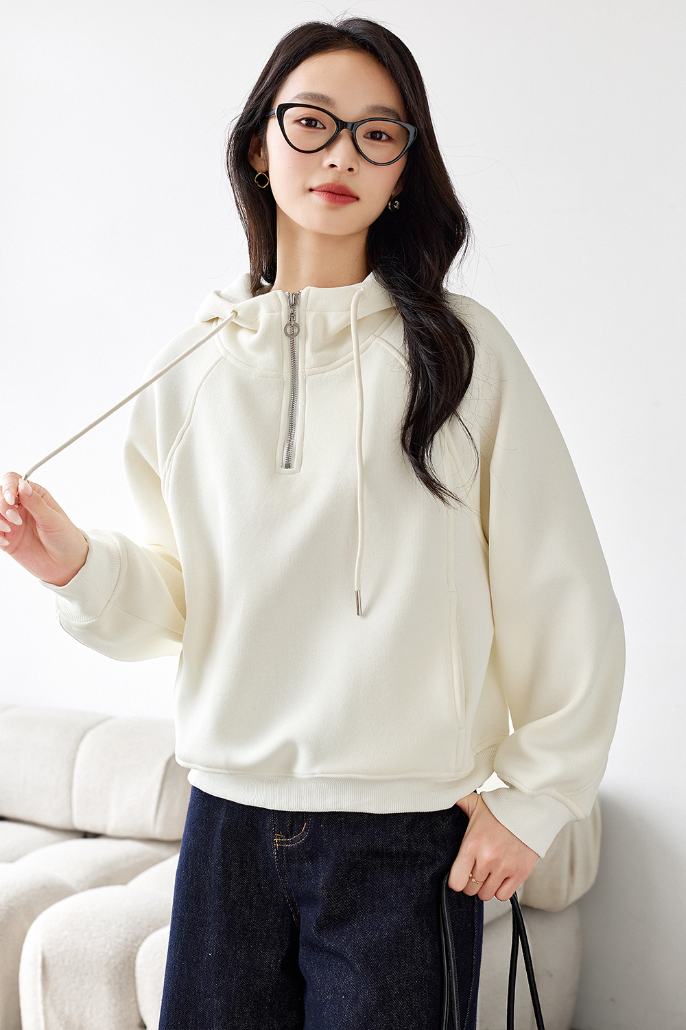 Fleece-Lined Thickened Hooded Sweatshirt