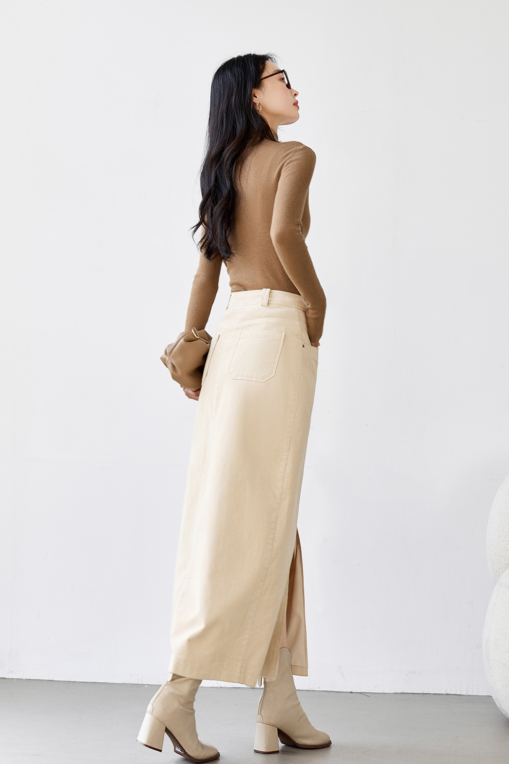 Corduroy Retro Midi Skirt-VIMLYSTORE