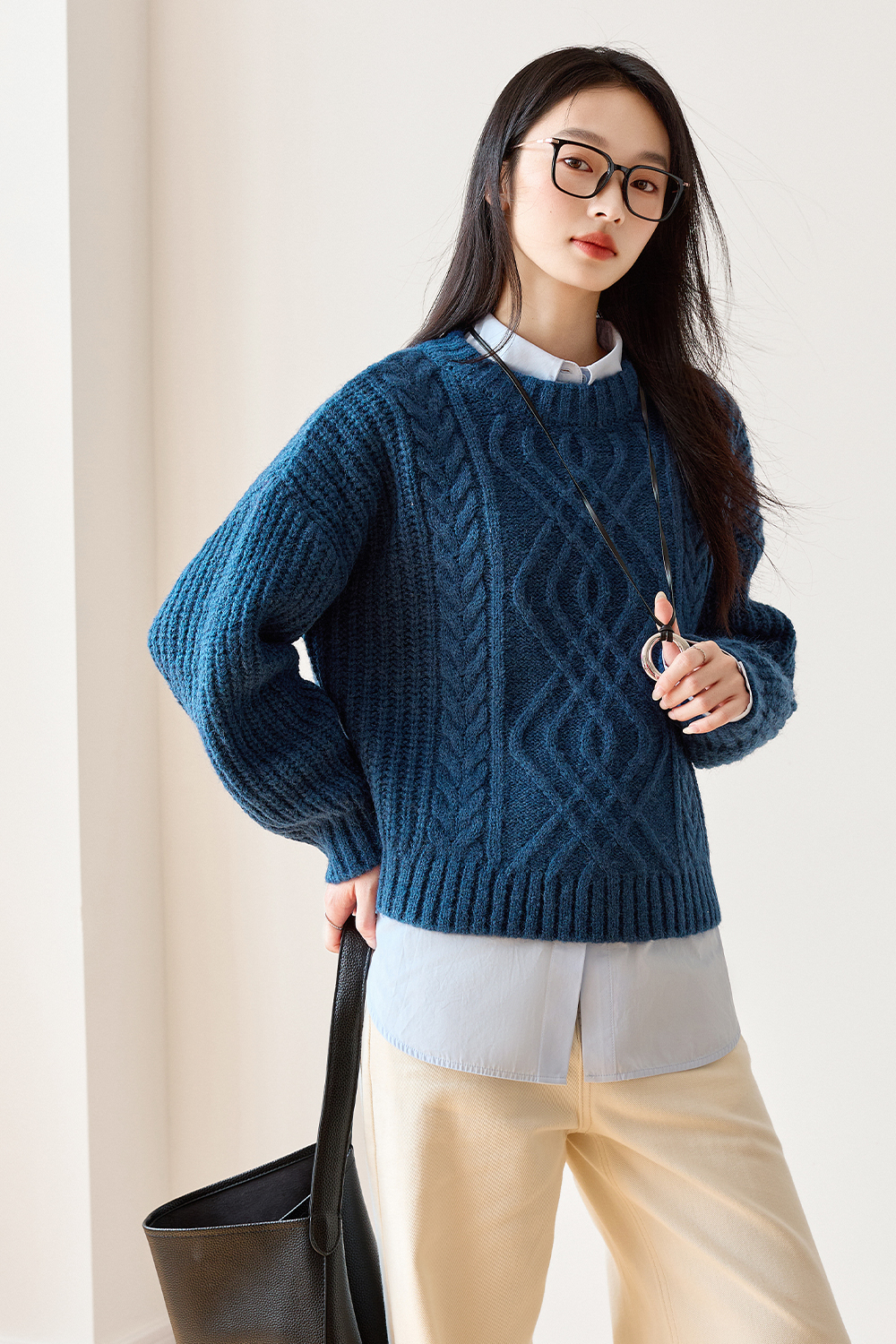 Lazy Style Cable Knitted Sweater