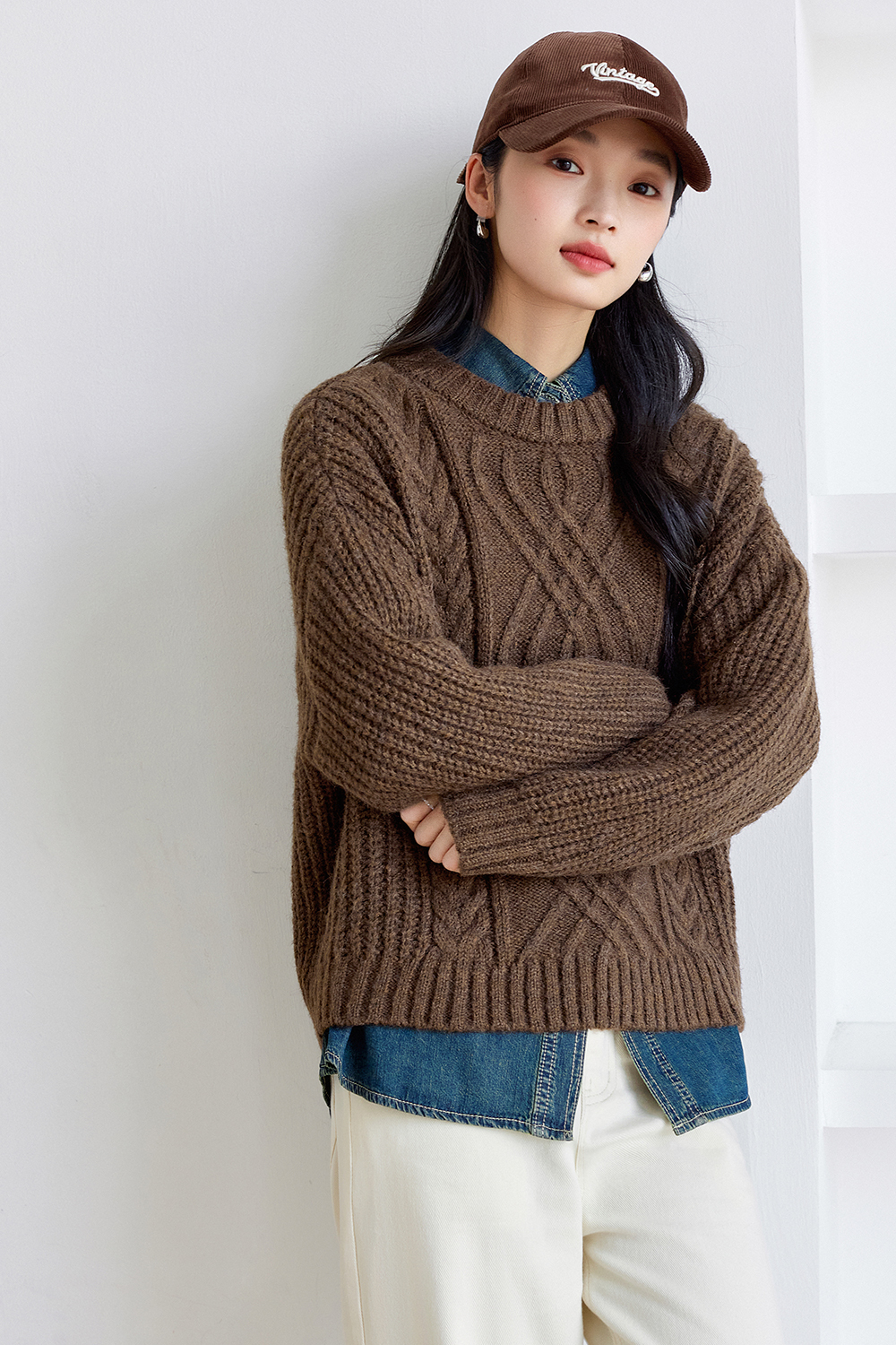 Lazy Style Cable Knitted Sweater