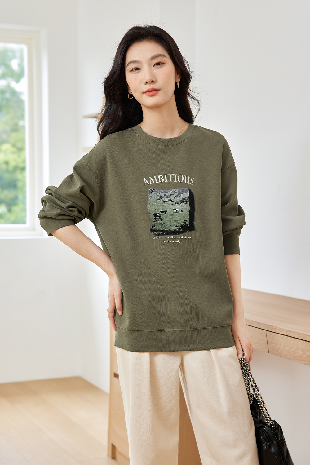 Cottonblend Printed Sweatshirt-VIMLYSTORE