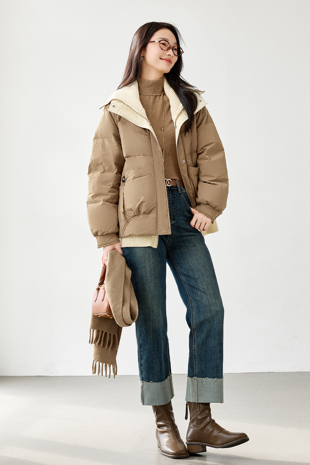 Fashionable White Duck Down Warm Down Jacket-VIMLYSTORE