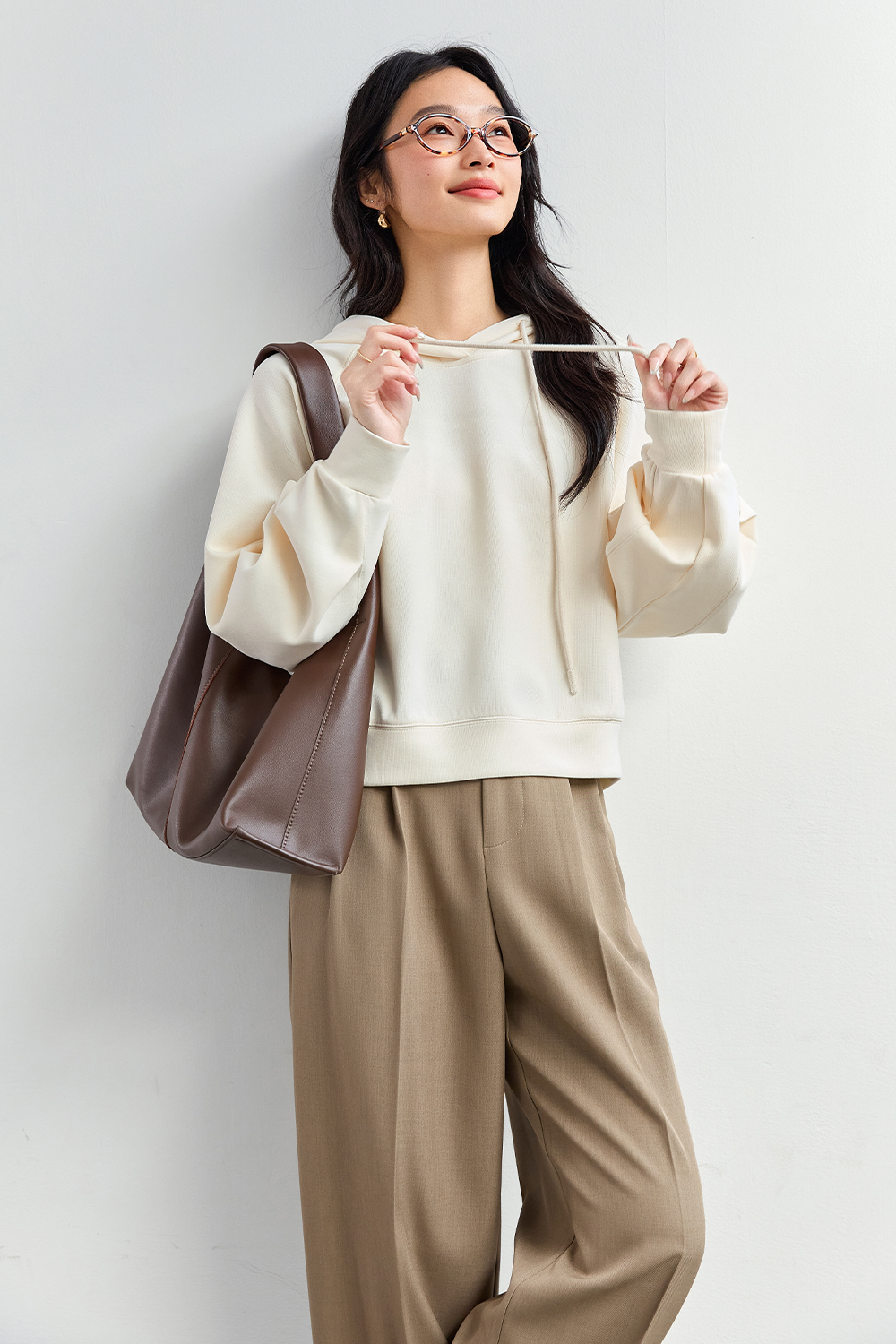 Solid Color Hooded Knitted Sweatshirt-VIMLYSTORE