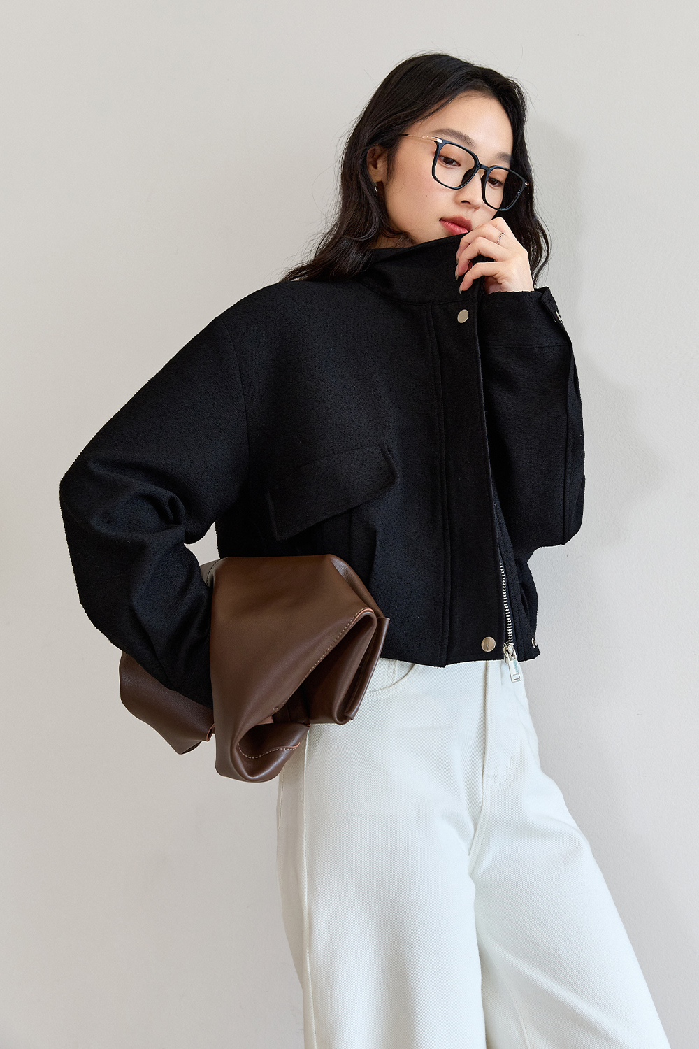 Workwear Style Short Lapel Jacket-VIMLYSTORE