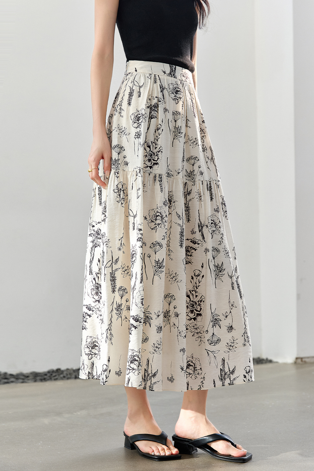 Floral Print Long Skirt
