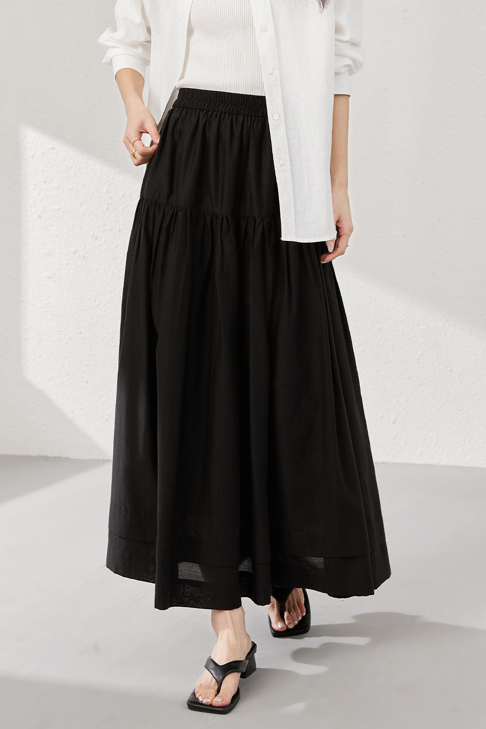 Pleated Loose Long Skirt-VIMLYSTORE